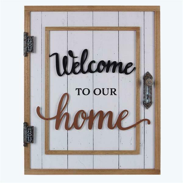 Youngs Wood Framed Woodland Welcome Door Wall Sign with Metal Word Cutout 21460